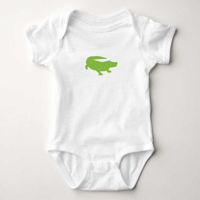 Baby Alligator Crokodile Grönt Preppy Roligt T Shirt (Framsida)