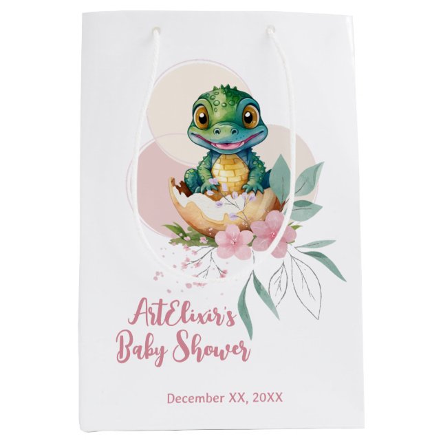 Baby Alligator Hatching Blommigt Baby Shower (Framsidan)