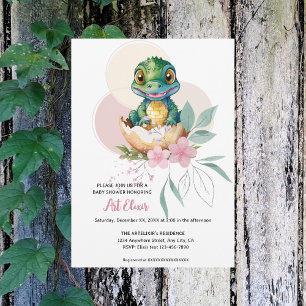 Baby Alligator Hatching Blommigt Baby Shower Inbjudningar