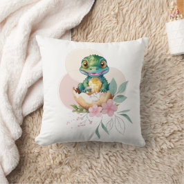 Baby Alligator Hatching Blommigt Baby Shower Kudde