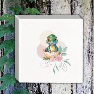 Baby Alligator Hatching Blommigt Baby Shower Pappersservett