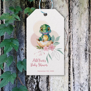 Baby Alligator Hatching Blommigt Baby Shower Presentetikett