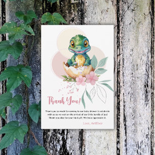 Baby Alligator Hatching Blommigt Baby Shower Tack Kort