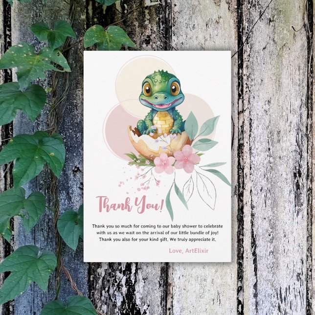 Baby Alligator Hatching Blommigt Baby Shower Tack Kort (Skapare uppladdad)