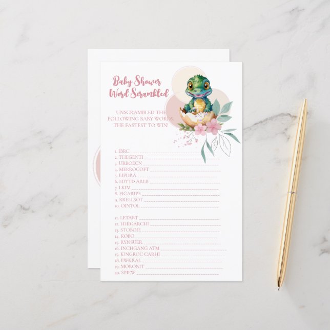 Baby Alligator Hatching Blommigt Ord Scramble Game (Fram/Back In Situ)