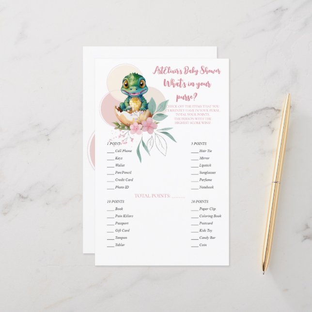 Baby Alligator Hatching Blommigt Purse Game (Fram/Back In Situ)