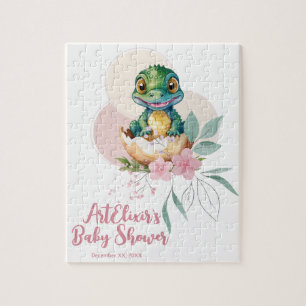 Baby Alligator Kläcks Blommig Baby Shower Pussel