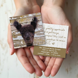Baby Alpaca Kund Tacksamhetsrabatt Fyrkantigt Visitkort