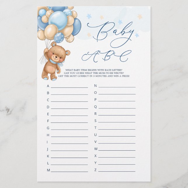 Baby Alphabet ABC-Nalle för babykläder (Framsida)