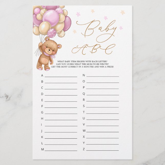 Baby Alphabet ABC-Nalle för babykläder (Framsida)