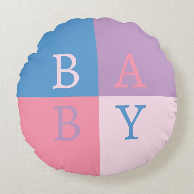 Baby Alphabet Squares Rund Kudde (Framsidan)
