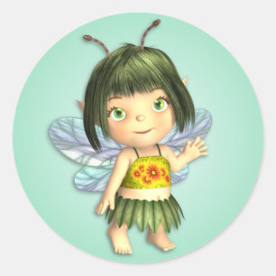 Baby Älva Sticker Runt Klistermärke