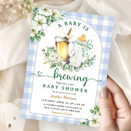 Baby andas Beer Baby Shower Boy Gingham Inbjudningar