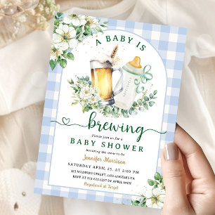 Baby andas Beer Baby Shower Boy Gingham Inbjudningar