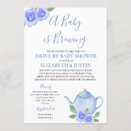 Baby andas blått Tekanna av babyskor Inbjudningar