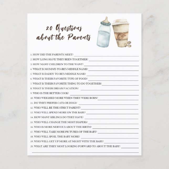 Baby andas kaffe - 20 frågor om föräldern (Framsida)