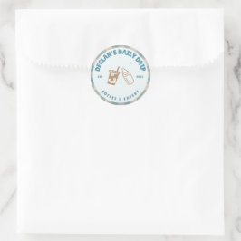 Baby andas könsuppehållande babyskor för kaffe runt klistermärke