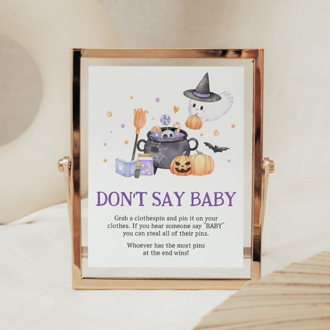 Baby andas Lila Säg inte Baby Poster (Baby is Brewing Baby Shower Don't Say Baby Sign)