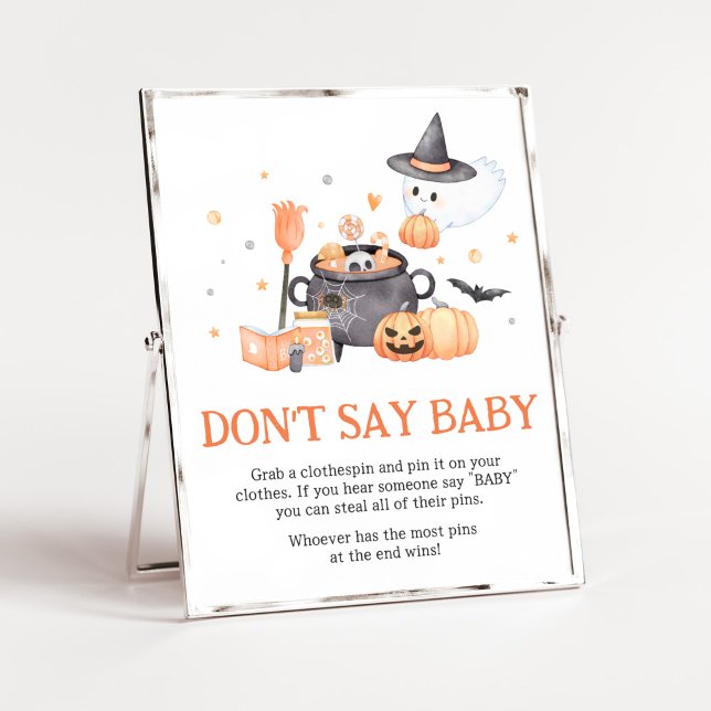 Baby andas Orange Säg inte Baby Poster (Baby is Brewing Baby Shower Don't Say Baby Sign)