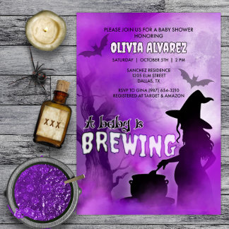 Baby andas pooky Witch Halloween Baby Shower Inbjudningar