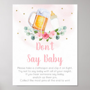 Baby andas Rosa Blommigt Säg inte Baby Game Poster
