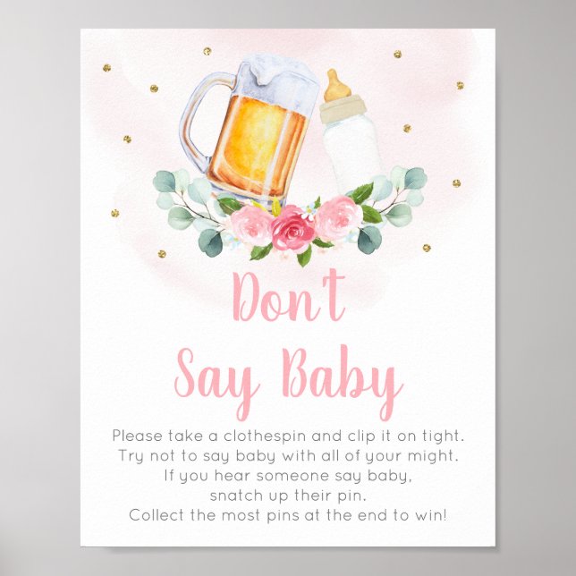 Baby andas Rosa Blommigt Säg inte Baby Game Poster (Framsidan)