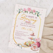 Baby andas Rosa Blommigt Tea Party Baby Shower