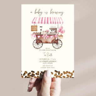 Baby andas Rosa Coffee Cart Girl Baby Shower Inbjudningar