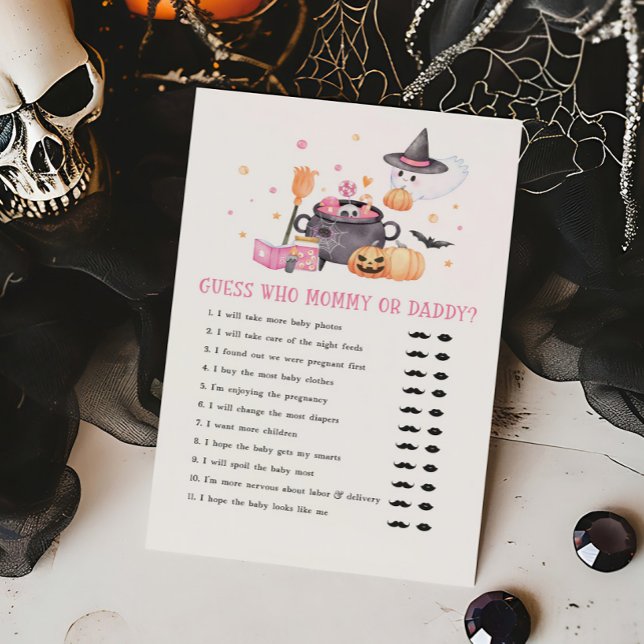 Baby andas Rosa Gissa vem Mamma eller pappa Game (Baby is Brewing Baby Shower Guess who Mommy or Daddy Game)