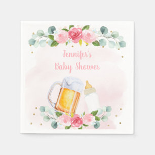 Baby andas Rosa Guld Blommigt Baby Shower Pappersservett