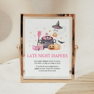 Baby andas Rosa Halloween Late Nattblöjor Poster