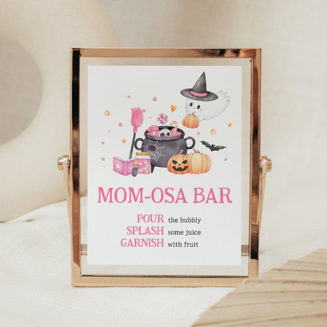 Baby andas Rosa Halloween Mamma Osa Pub Poster (Baby is Brewing Baby Shower Mom Osa Bar Sign)
