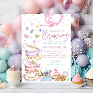 Baby andas Rosa Tea Baby Shower Inbjudningar