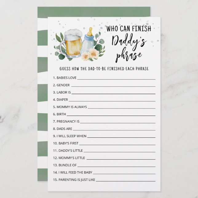 Baby andas vem som kan avsluta Pappor frasspel (Fram/baksida)