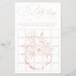 Baby andas Vintage Rosa Blommigt Baby Bingo Flygblad