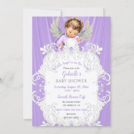 Baby Angel Lavendel Silver Ljus Hy Ton Inbjudningar
