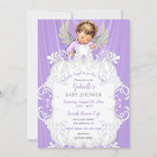 Baby Angel Lavendel Silver Ljus Hy Ton Inbjudningar