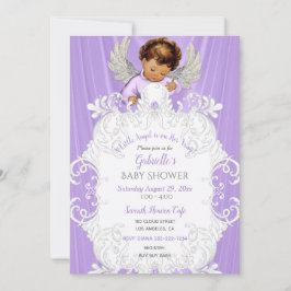 Baby Angel Lavendel Silver Mellan Hudton Inbjudningar