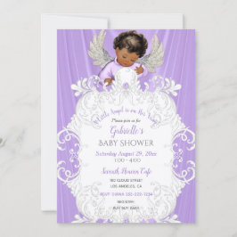 Baby Angel Lavendel Silver Mörk Hudton Inbjudningar