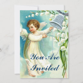 Baby Angel med blå bell Inbjudningar