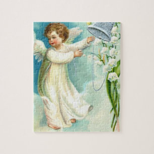 Baby Angel med blå bell Pussel