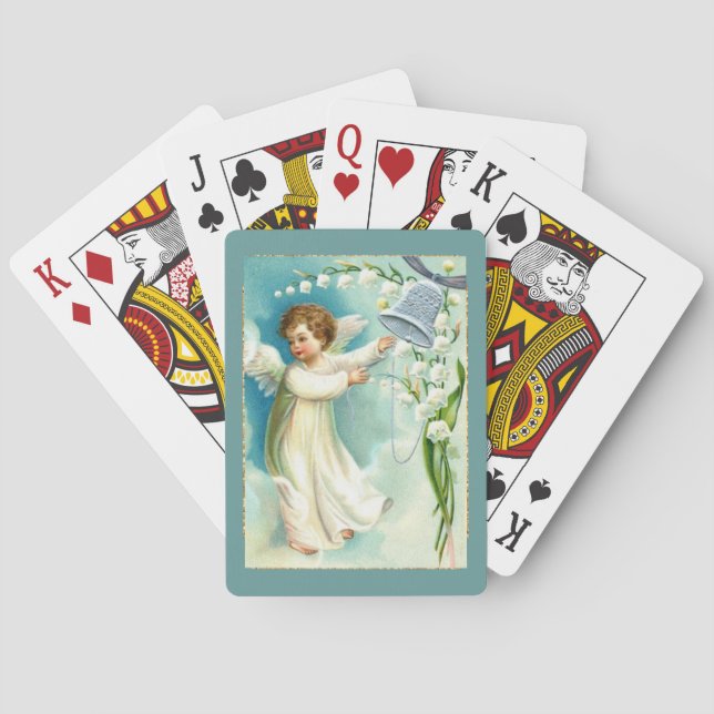 Baby Angel med blå bell Spel Kort (Baksidan)