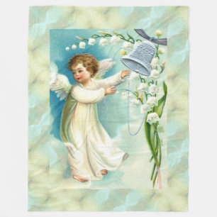 Baby Angel med Blanket Blanket Blanket med blå Bel Fleecefilt