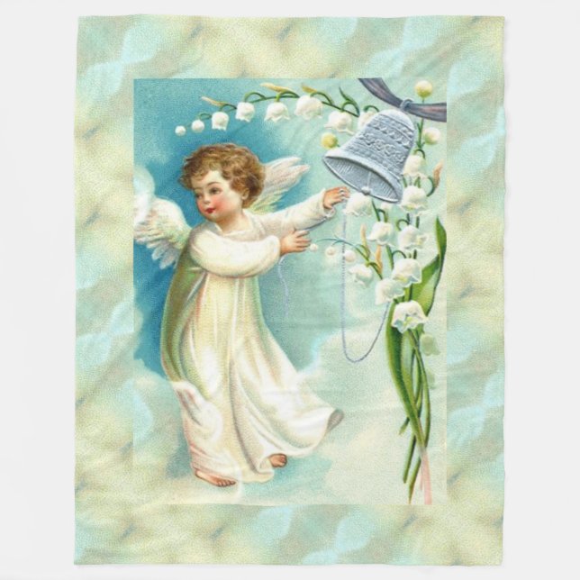 Baby Angel med Blanket Blanket Blanket med blå Bel Fleecefilt (Framsidan)