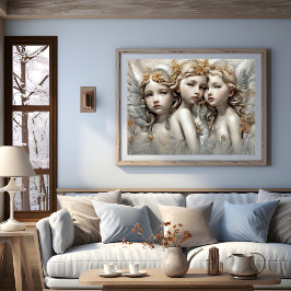 Baby Angel Systrar Modern konstaffisch Poster