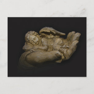 Baby Angel Vingar Sleeping in Hand Vykort