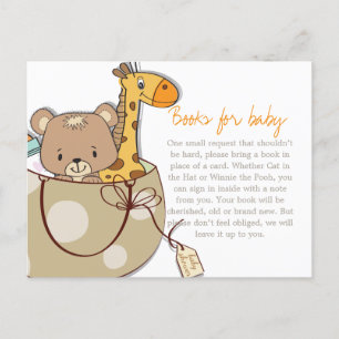 Baby Animals Baby Shower Bokinsats Begäran Inbjudan Vykort
