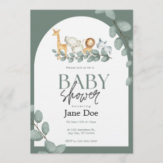 Baby Animals Baby Shower Inbjudan