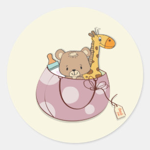 Baby Animals Baby Shower Runt Klistermärke