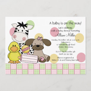 Baby Animals Flickas Bebisfest Inbjudan